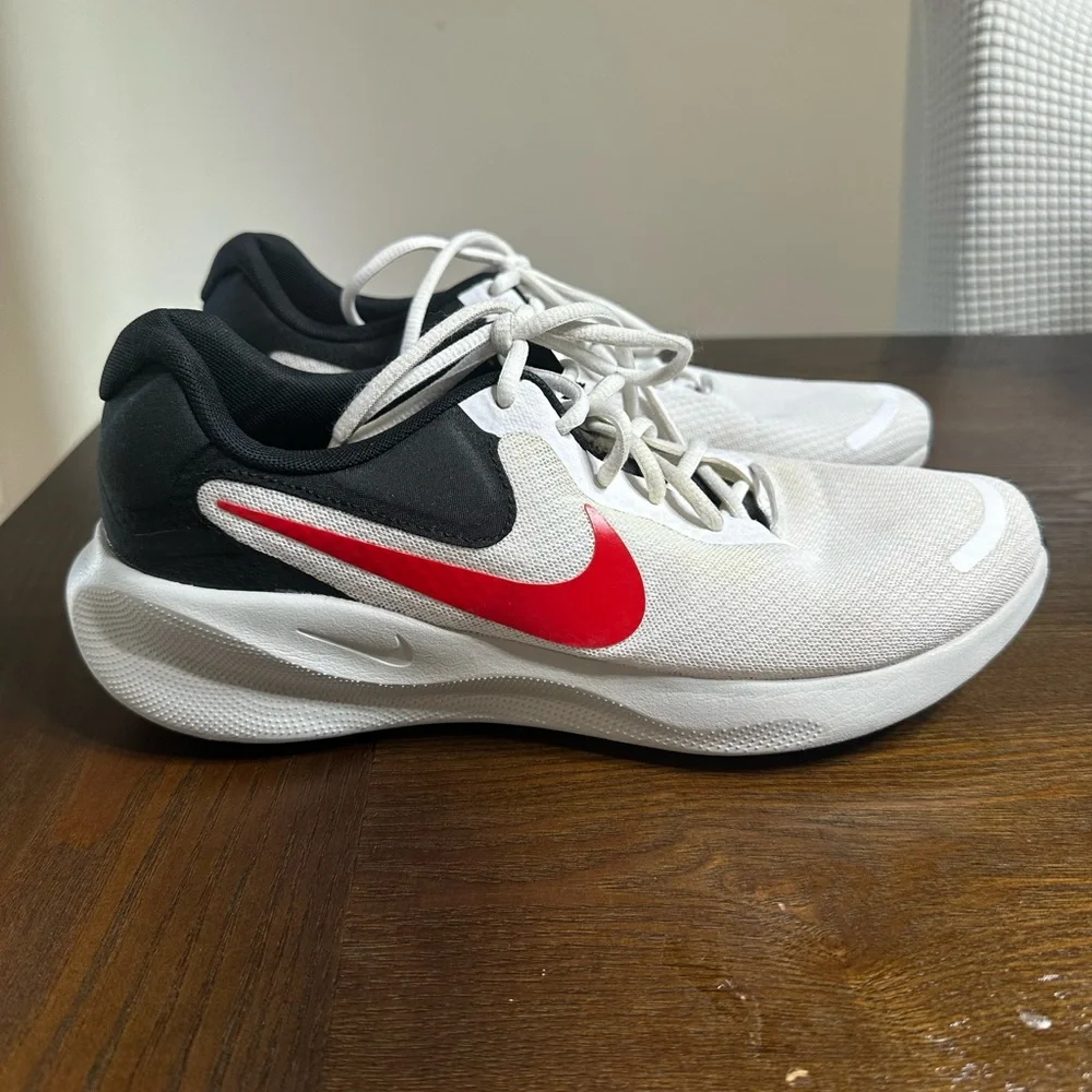Nike Black‎ and White Sneakers with Red Swoosh